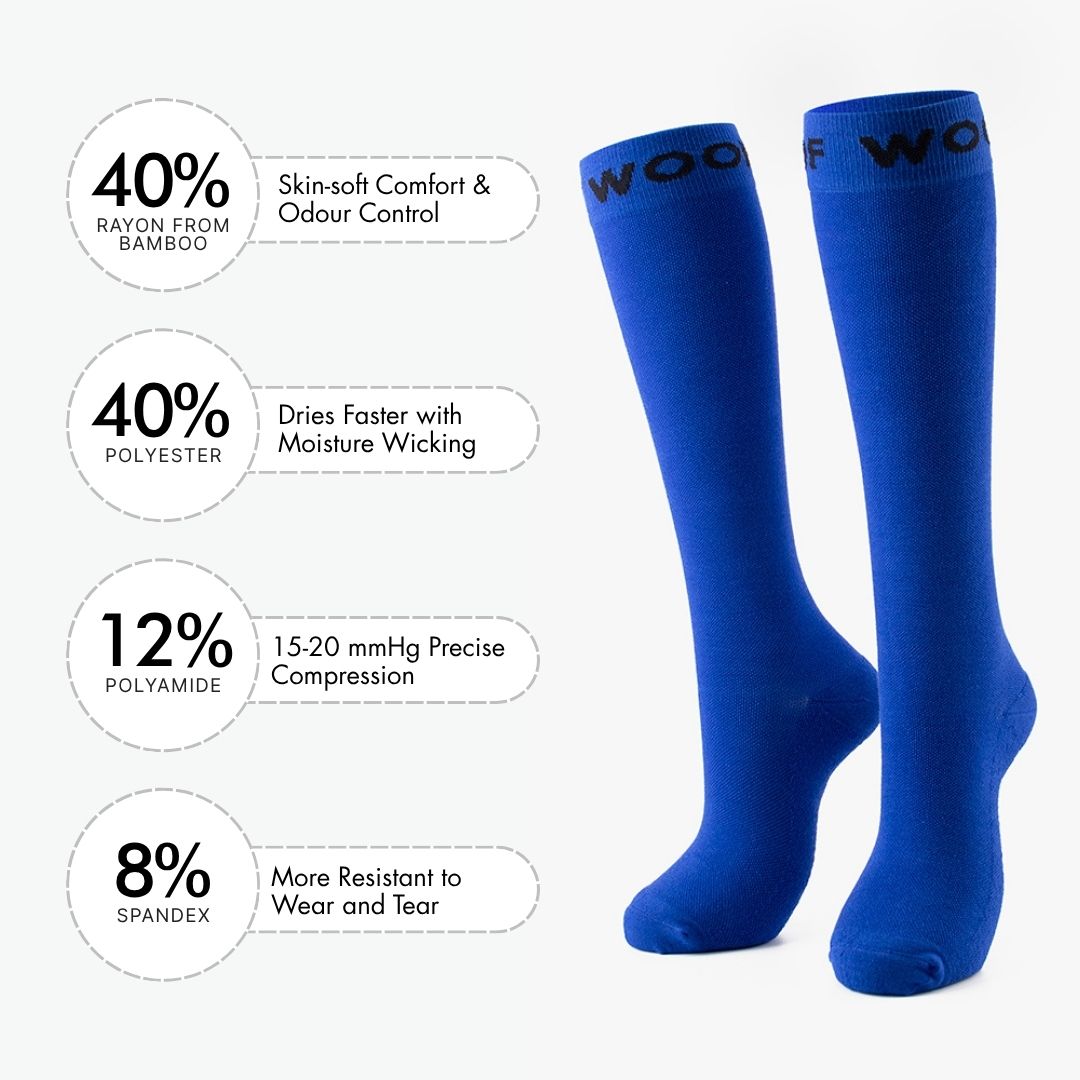 Royal Blue Bamboo Compression Socks (Old Sizing)