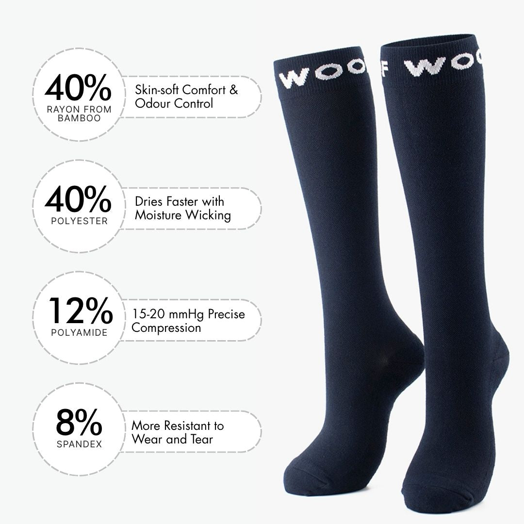 Navy Wide Bamboo Compression Socks (Old Sizing)
