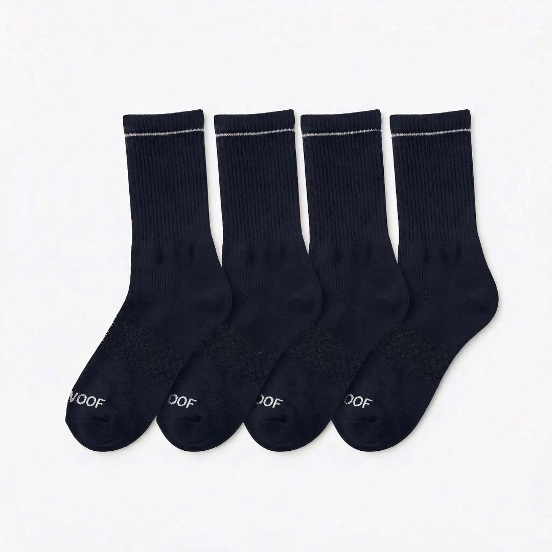 Navy Bamboo Crew Compression Socks 4 Pack