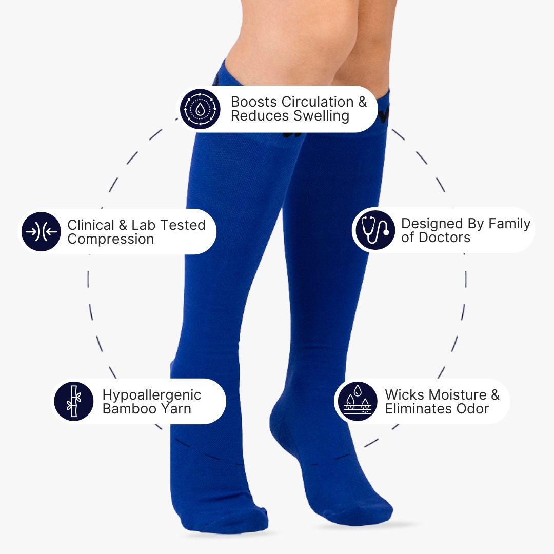Royal Blue Bamboo Compression Socks (Old Sizing)